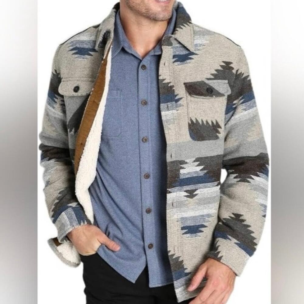 JACHS Men's PREMIUM OUTDOOR Southwestern Patterned Shirt Jacket Wool Blend